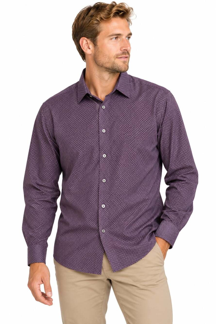 DC151 Apt 9 Mens Large Purple Geometric Print Long Sleeve Button Down Shirt